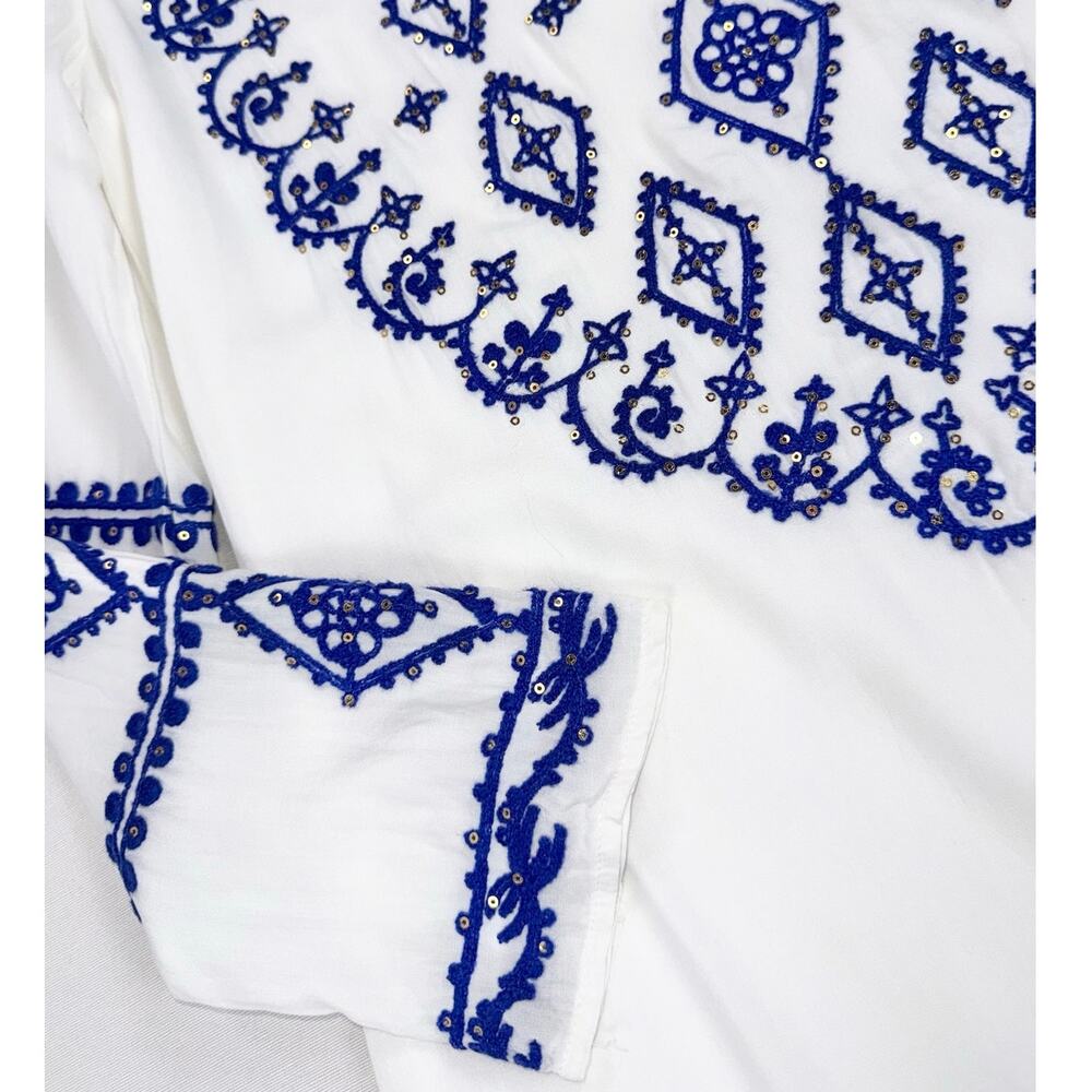 Lulus A Day In The Life Embroidered Long Sleeve Mini Dress Women's Small White - Picture 7 of 16